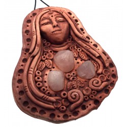 Ceramic Goddess with Rose Quartz Wall Art 10